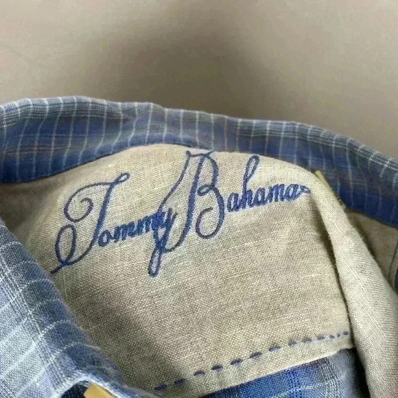 Tommy Bahama Men's 100% Linen Blue Button Down Shirt Size Medium - Picture 5 of 6
